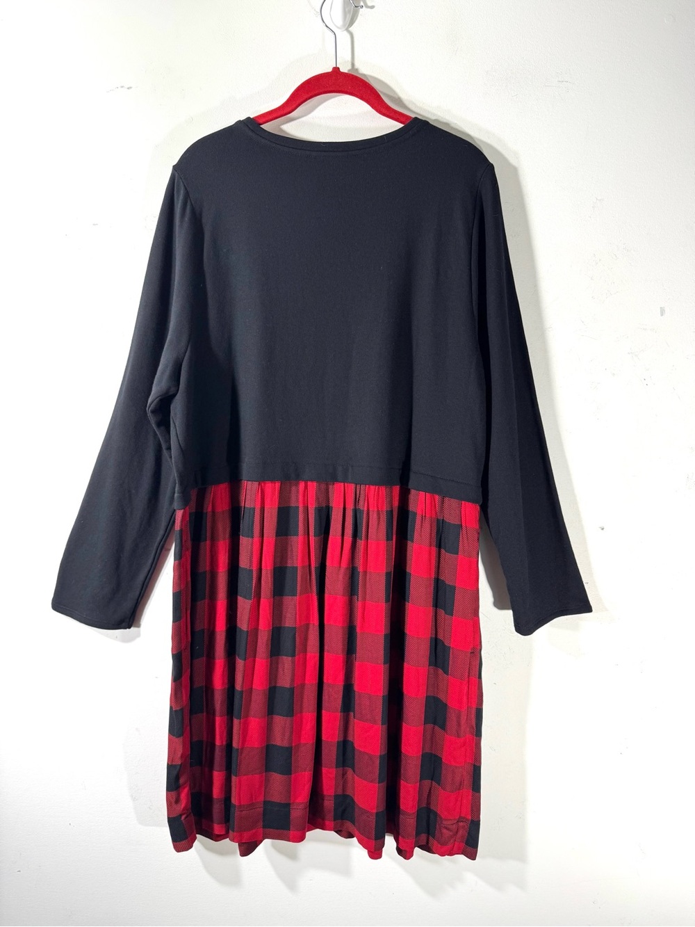J. Jill Mixed Media Buffalo Plaid Dress Long Sleeve XL Petite - Picture 6 of 10
